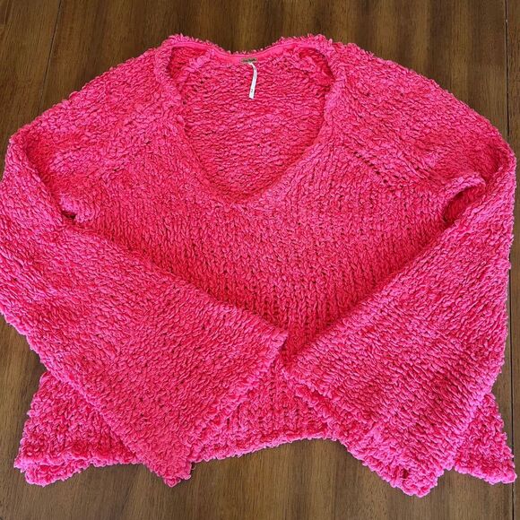 Free People Sweaters - Free People Sand Dune Bell Sleeve Cotton Blend V-neck Sweater